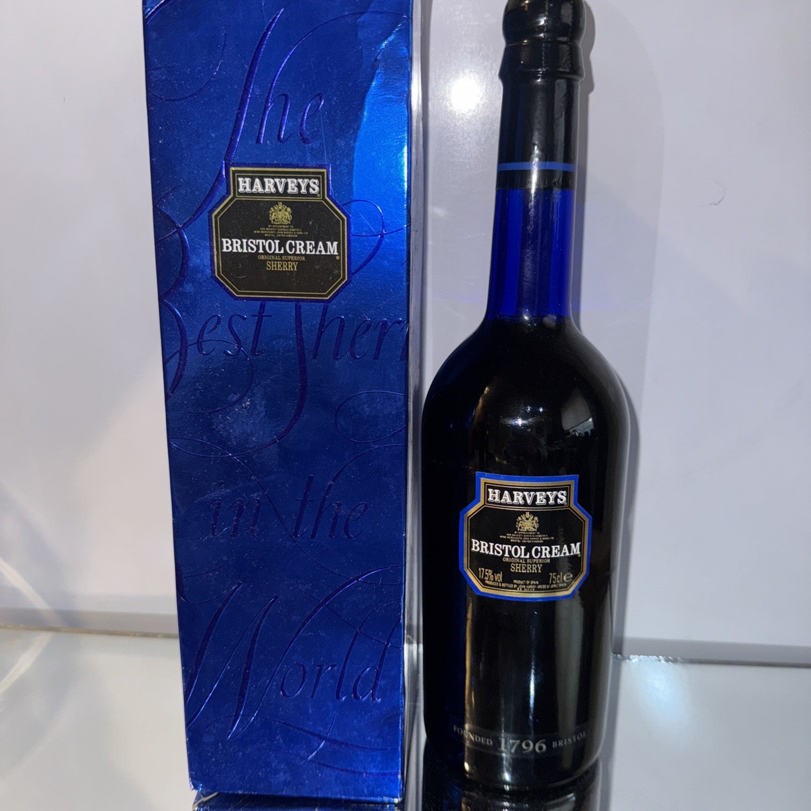 Harveys Bristol cream in Blue bottle Blue box