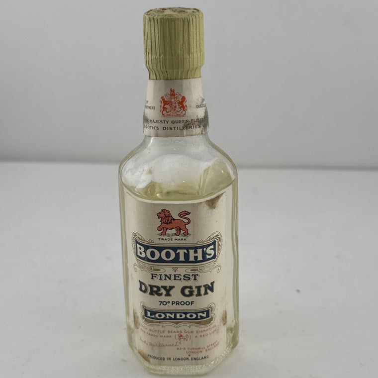 1950s/60s Booth’s Finest Dry Gin Miniature 70 Proof London