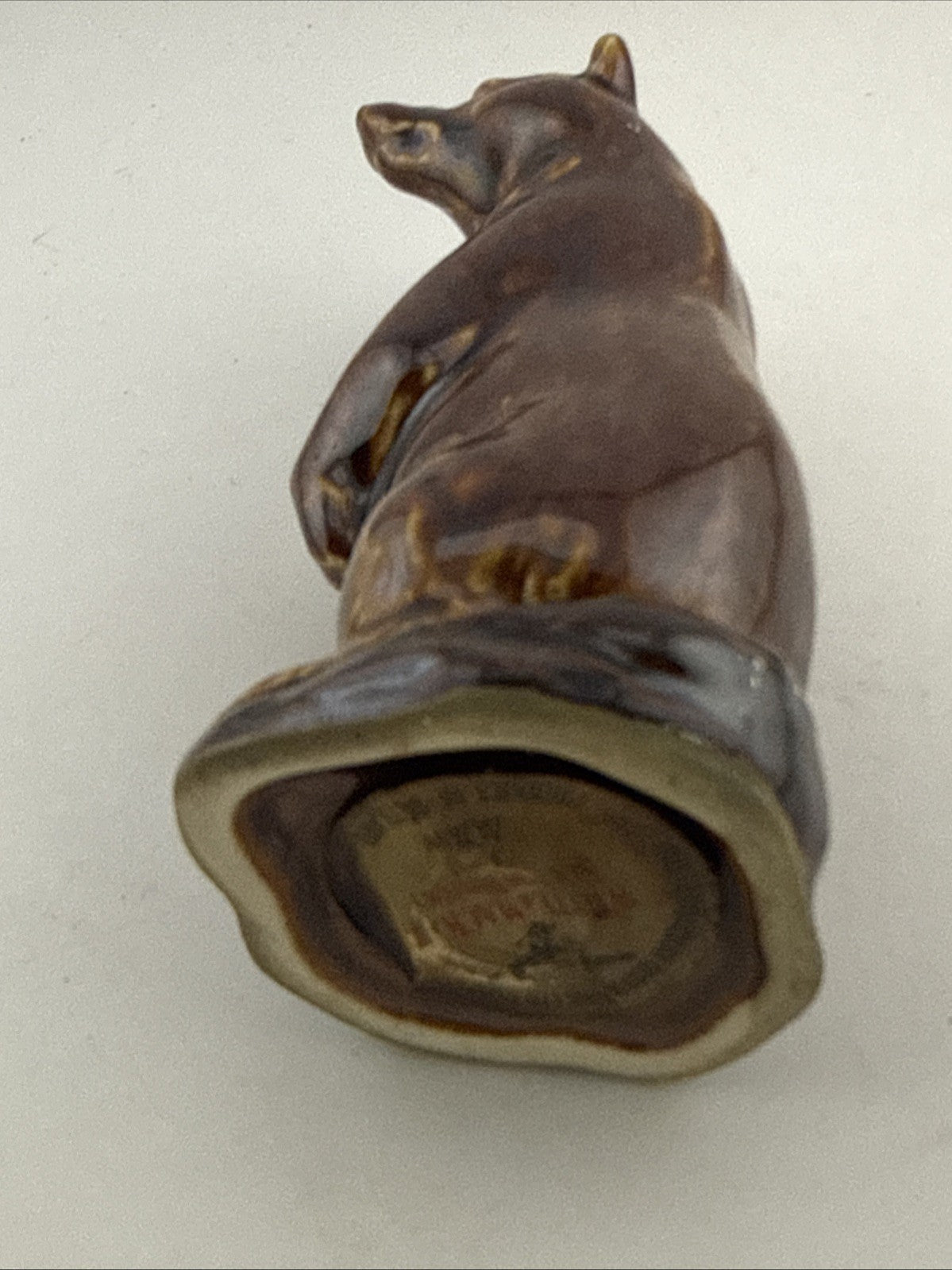 Vintage Bear With Fish Ceramic Whisky Decanter Empty 1970s Barware