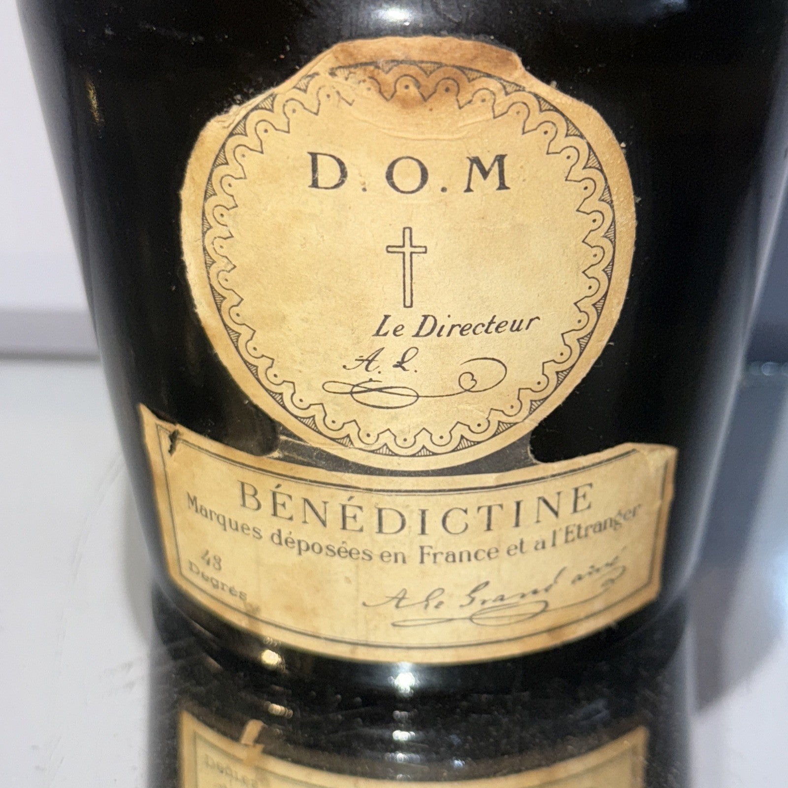 1950s Bottled Dom Benedictine 26 2/3 FL OZ  73% Proof Vintage  750ml Good Cond.