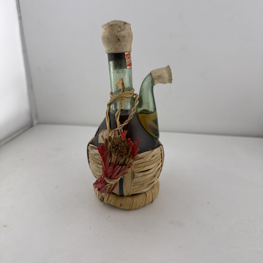 Vintage Italian Grappa Liqueur Pipe Decanter Straw Wrapped Miniature