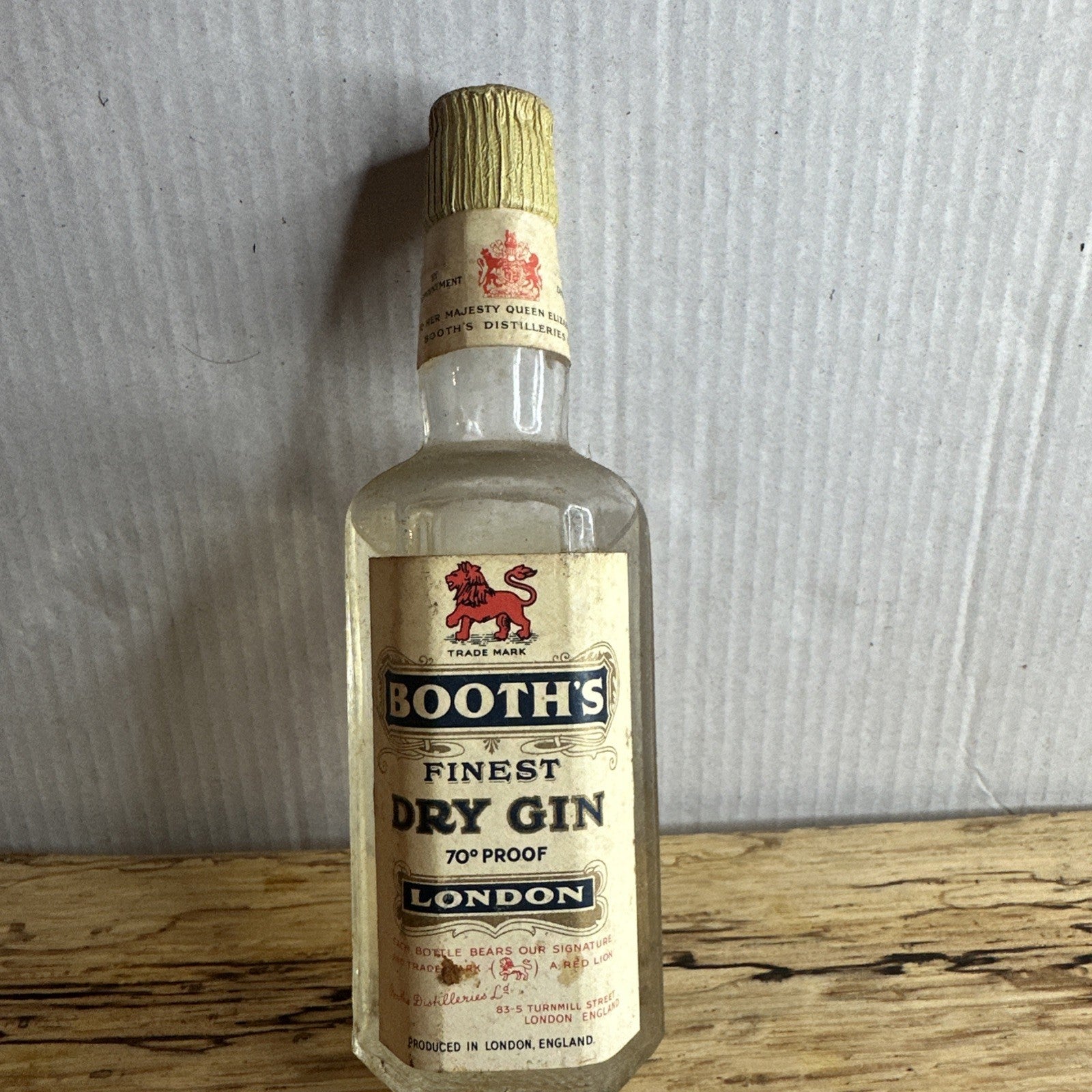 Booth's Finest Dry Gin Miniature 1960s