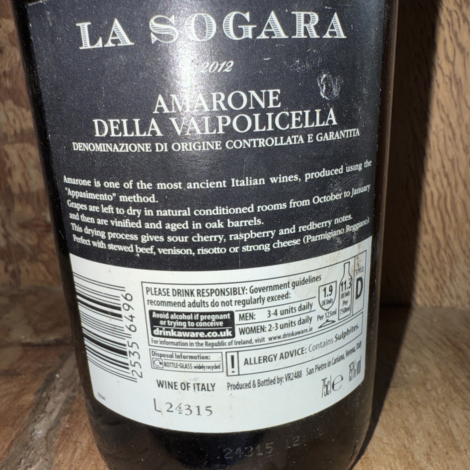 La Sogara Vendemmia Amarone della Valpolicella 2012