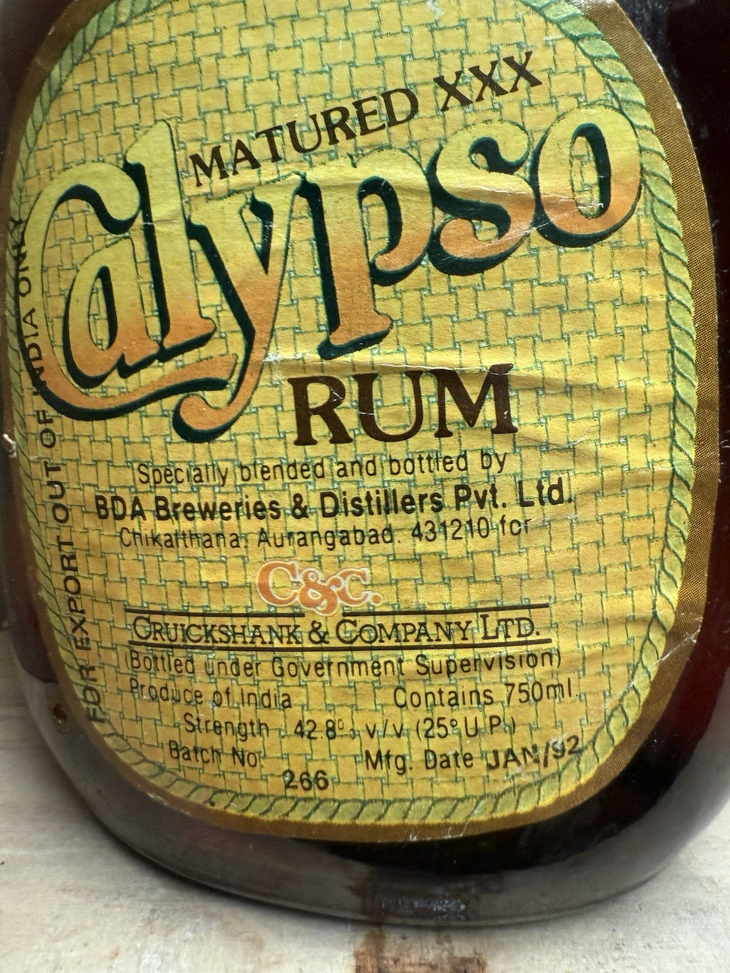 Indian Calypso Rum Bottled 1992