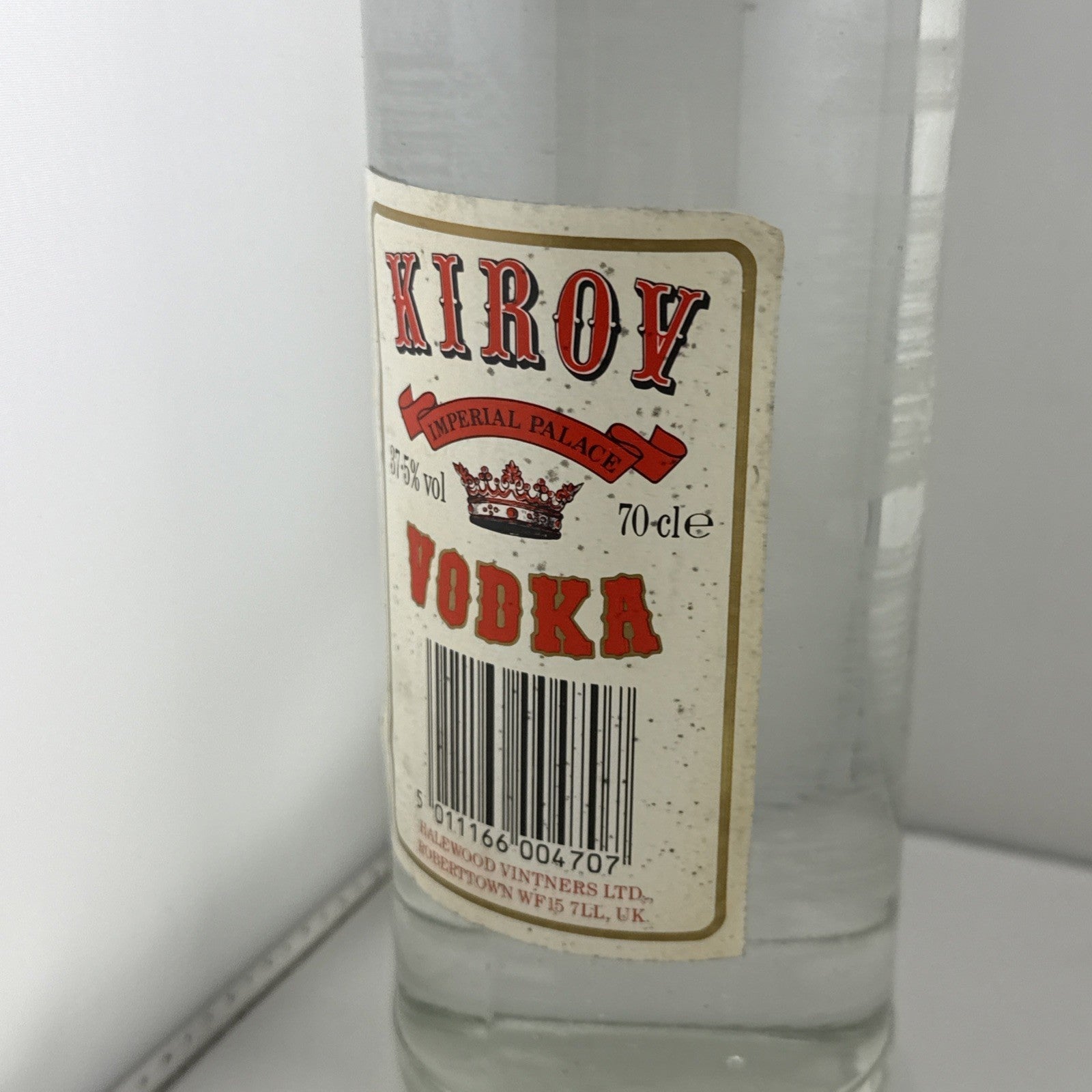 1990s Kirov Vodka 70cl 37.5% Halewood Vintners UK Bottle ( No Label)