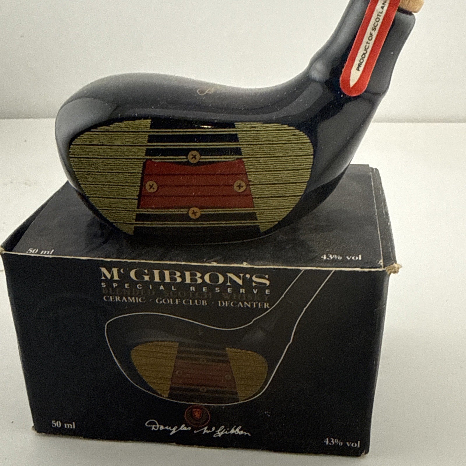 M Gibbon’s Golf Club Ceramic Whisky Miniature 50ml Boxed 1980s