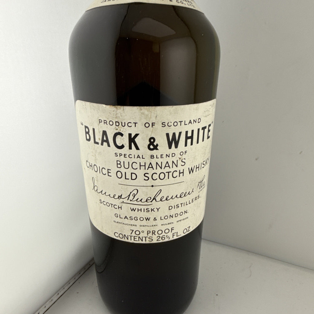 1950s Black & White Buchanan’s Scotch Whisky Spring Cap 26⅔ Fl Oz Sealed