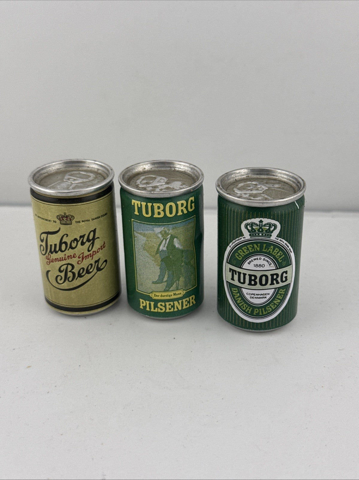 Tuborg Mini Beer Cans x3 Vintage Danish Pilsener Collectible Set