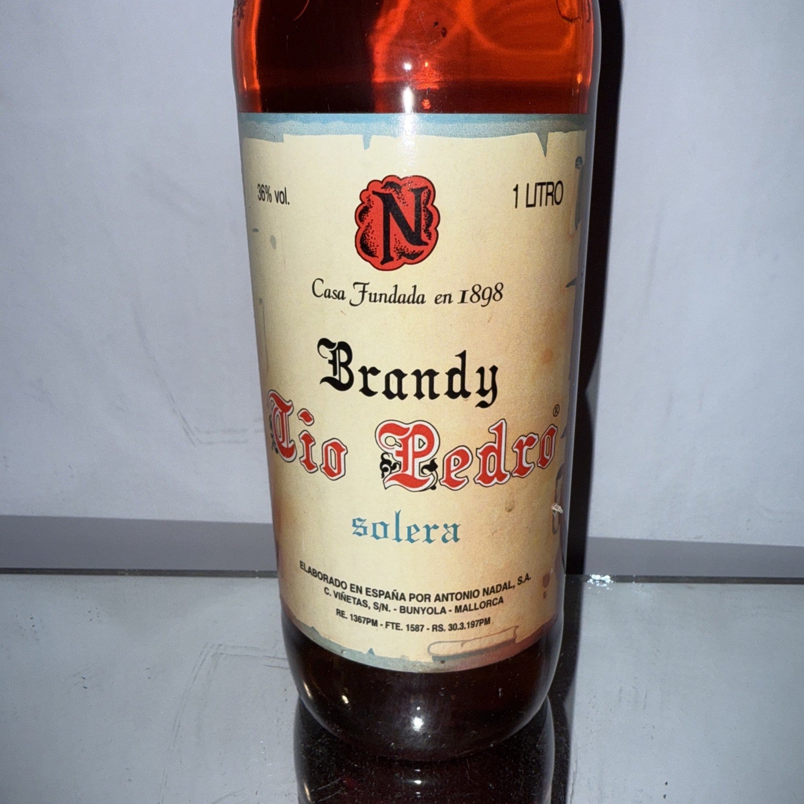 Tío Pedro Solera Brandy (1L, 38% ABV) 1980s Bottled
