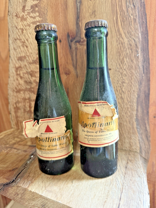 2 x 6 fl oz bottles of 50 year old Apollinaris sparkling mineral water full