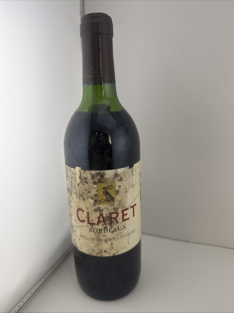 Vintage Claret Bordeaux French Red Wine Bottle 1970s 1980s