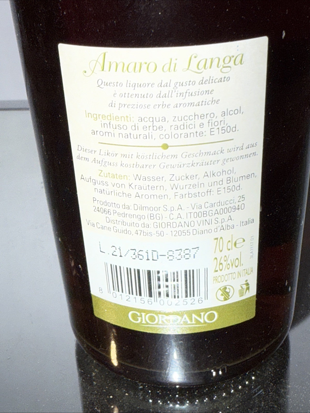 Giordano “Amaro di Langa” from Giordano Vini S.p.A.