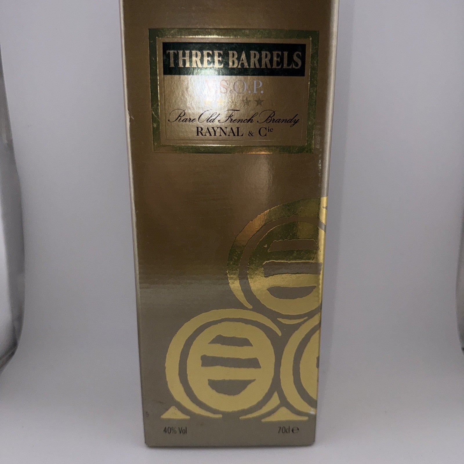 Three Barrels VSOP Cognac Estimated Bottled Late 1980s Boxed