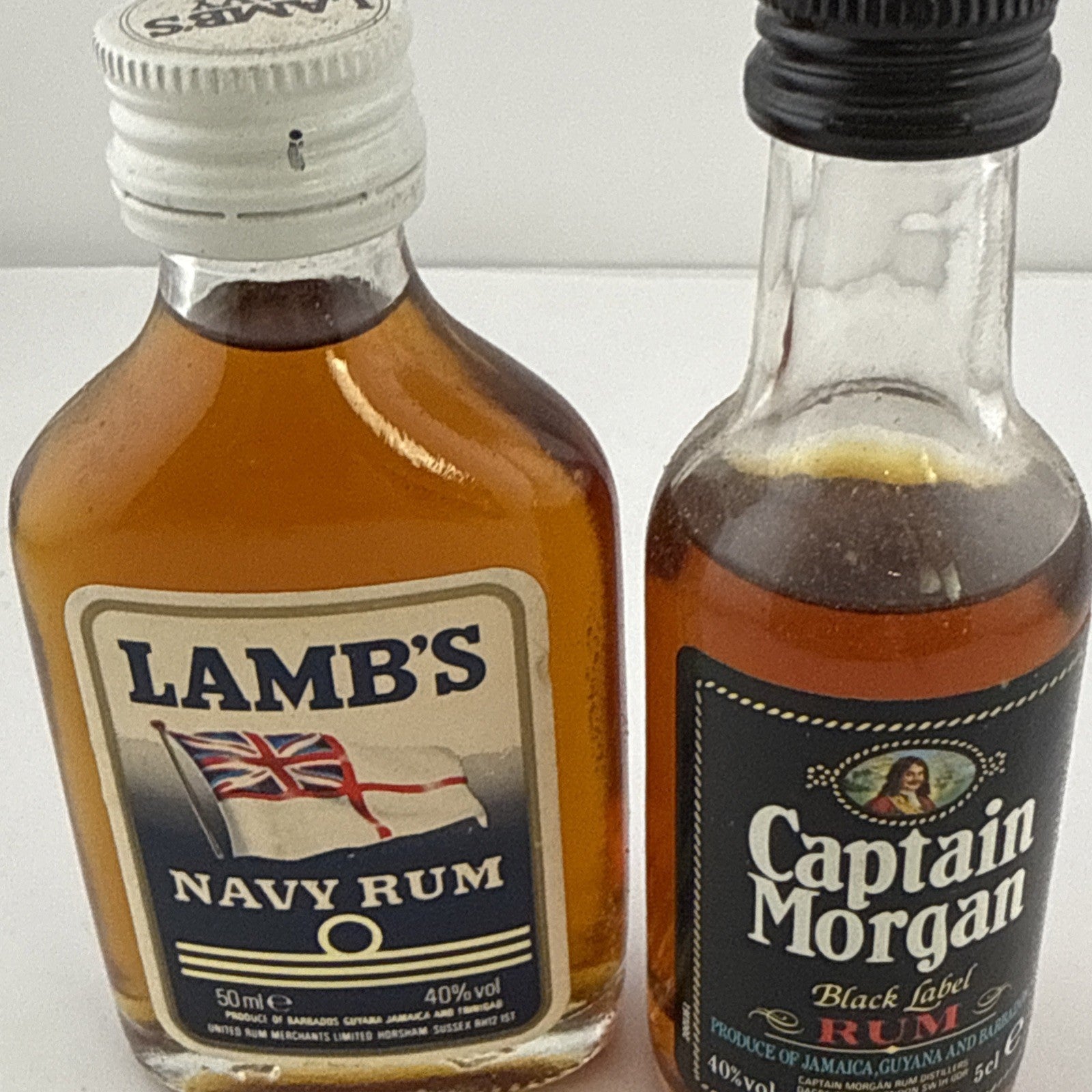 Vintage 1990s Lamb’s Navy Rum & Captain Morgan Black Label Miniatures 5cl