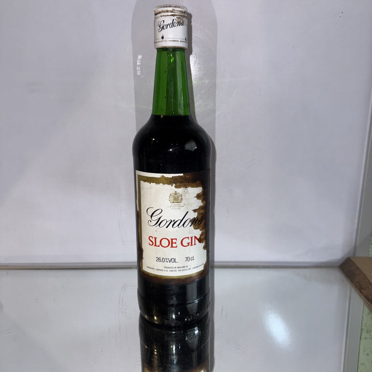 Gordon's Sloe Gin 70cl ( Label Damage From Other Bottle Seepage)Bottled In 1980s