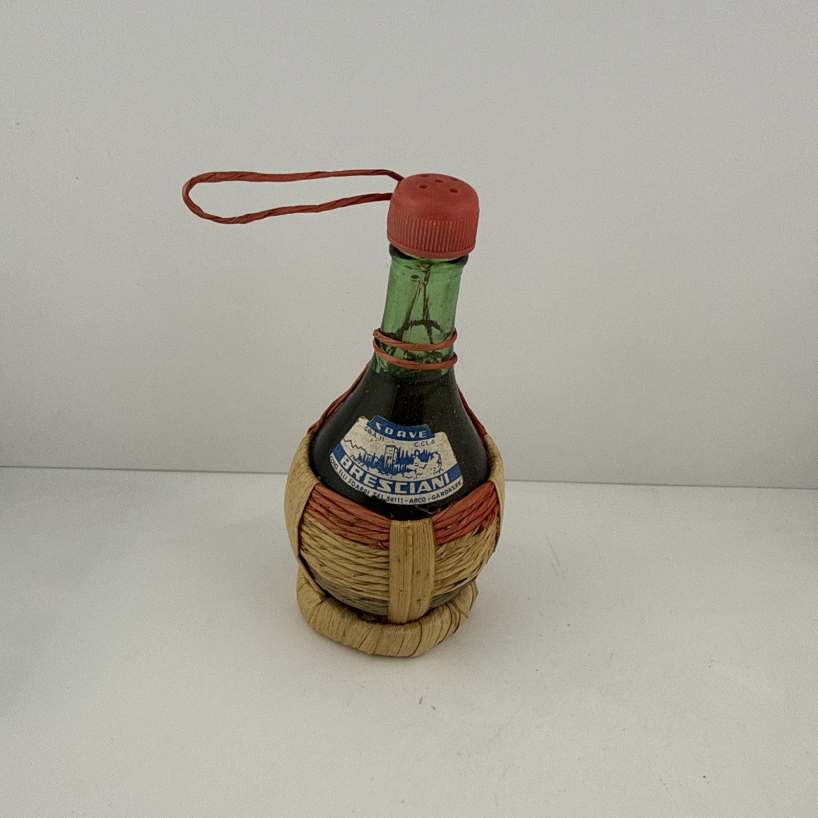 1960s–70s Bresciani Soave Italian wine miniature wicker bottle
