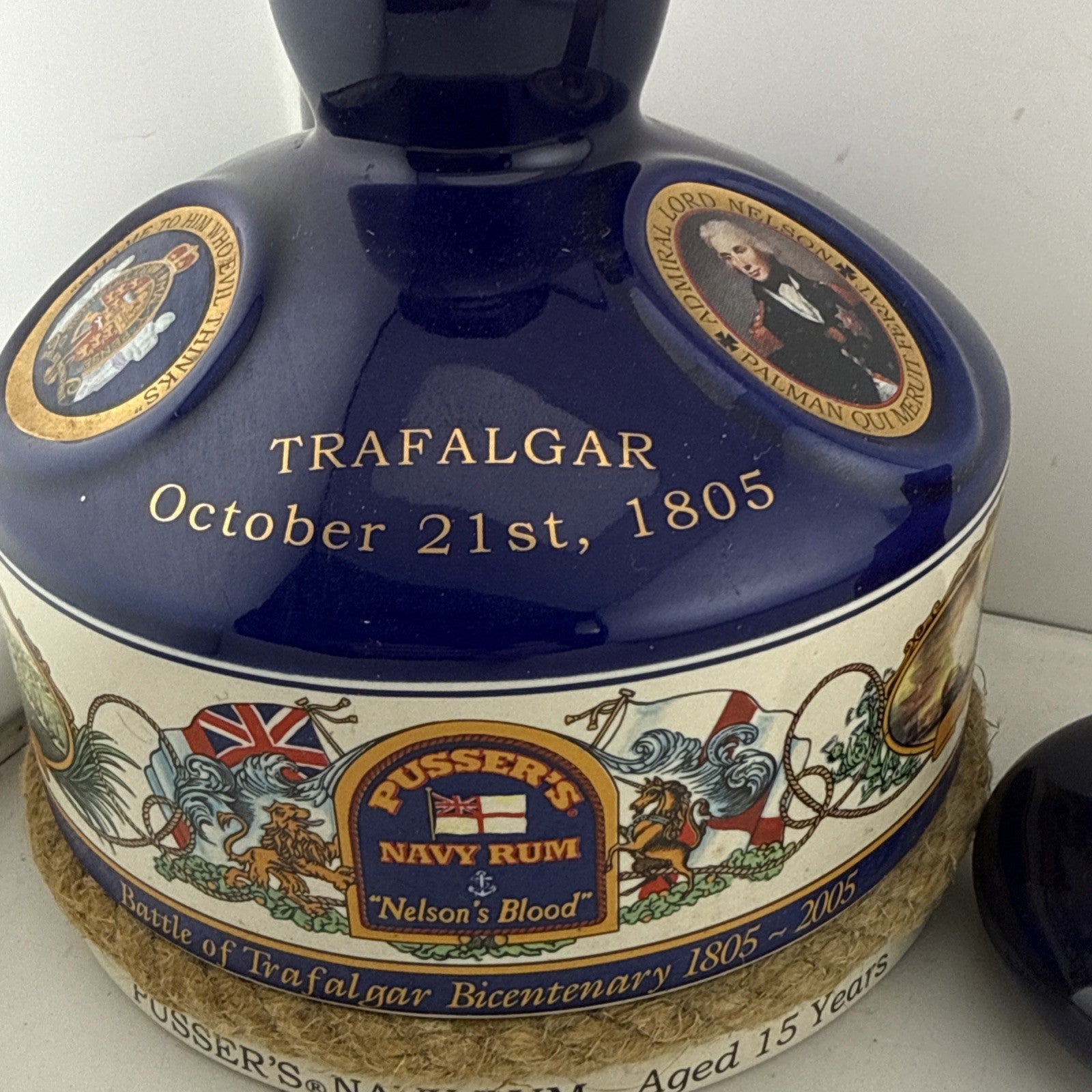 Pusser’s Navy Rum Trafalgar Bicentenary 2005 15 Year Ceramic Decanter 1L Full