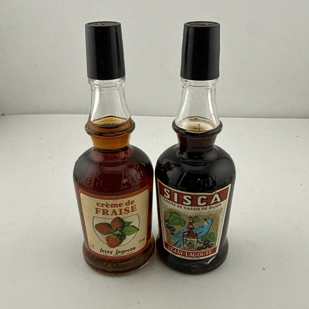 Vintage 1970s Lejay Lagoute Cassis Dijon & Fraise Miniatures 5cl Pair