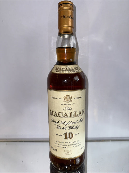 The Macallan 10 year  Single Highland Malt 700ml (estimate Early 1980s Bottling)