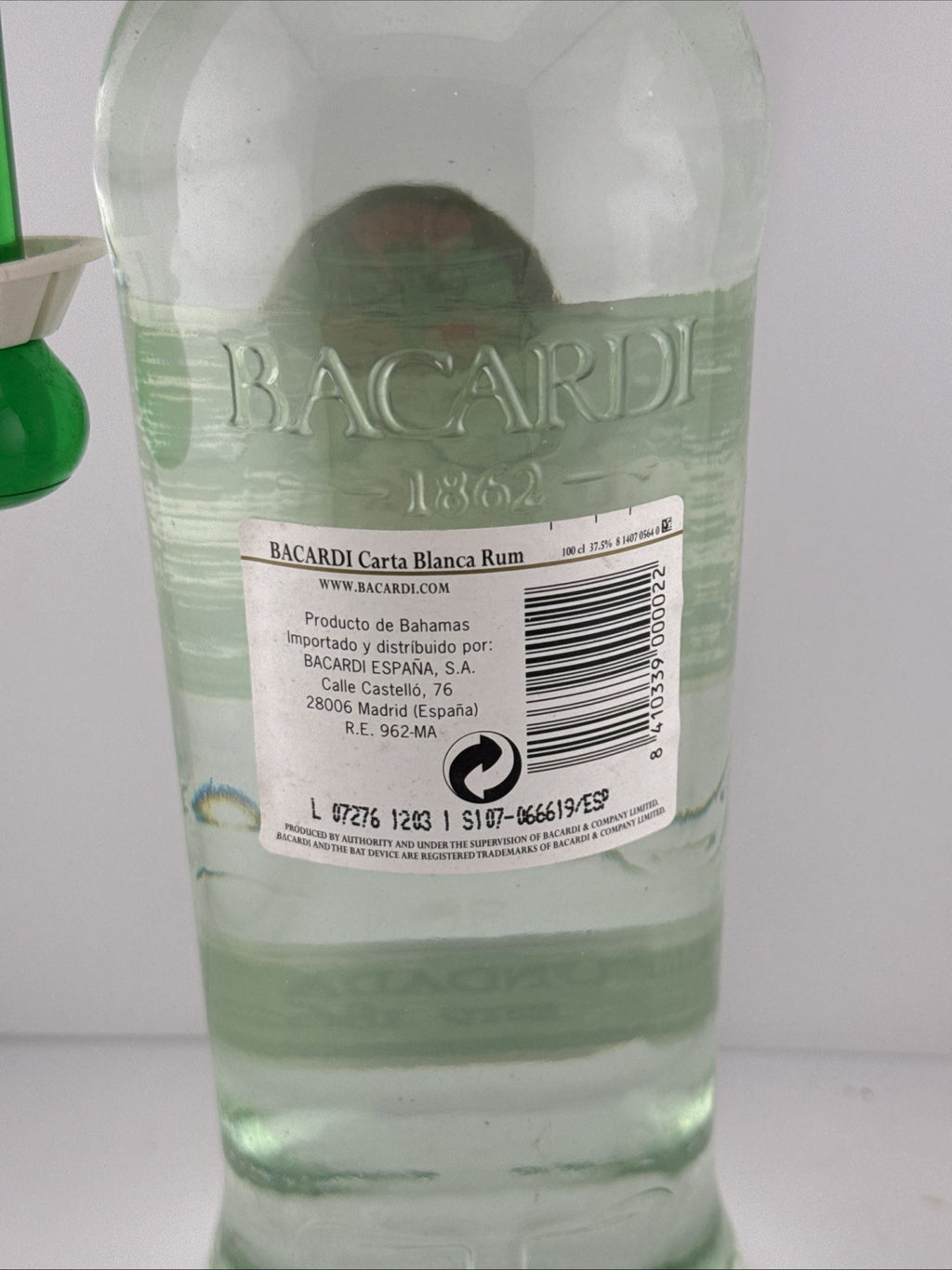 Bacardi Superior (Carta Blanca) 1L 37.5% Abv With Exclusive Mojito Muddler