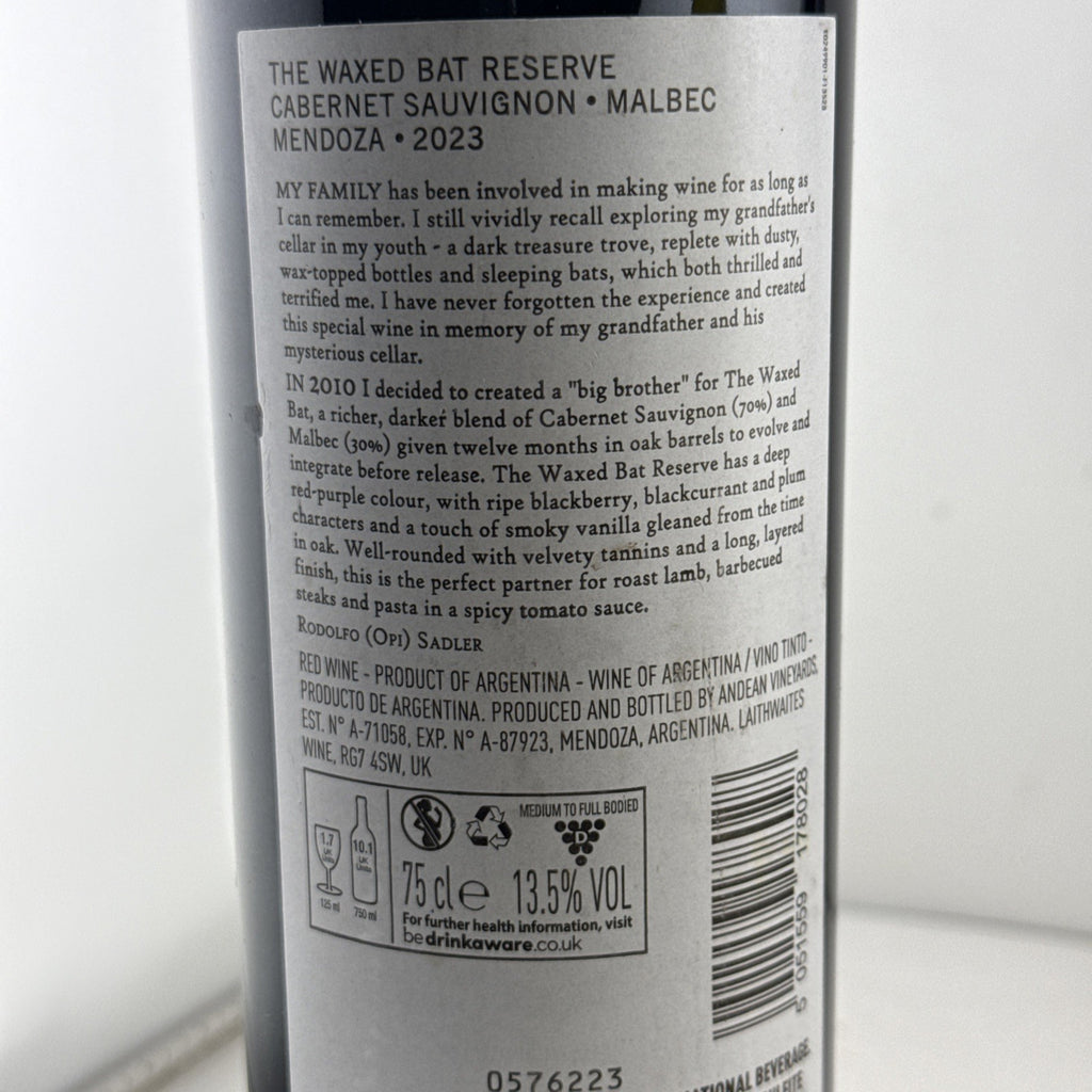 The Waxed Bat Reserve Cabernet Sauvignon Malbec 2023 75cl 13.5%