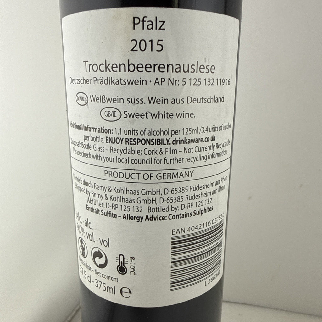 2015 Pfalz Trockenbeerenauslese German Sweet White Wine 37.5cl 9%.