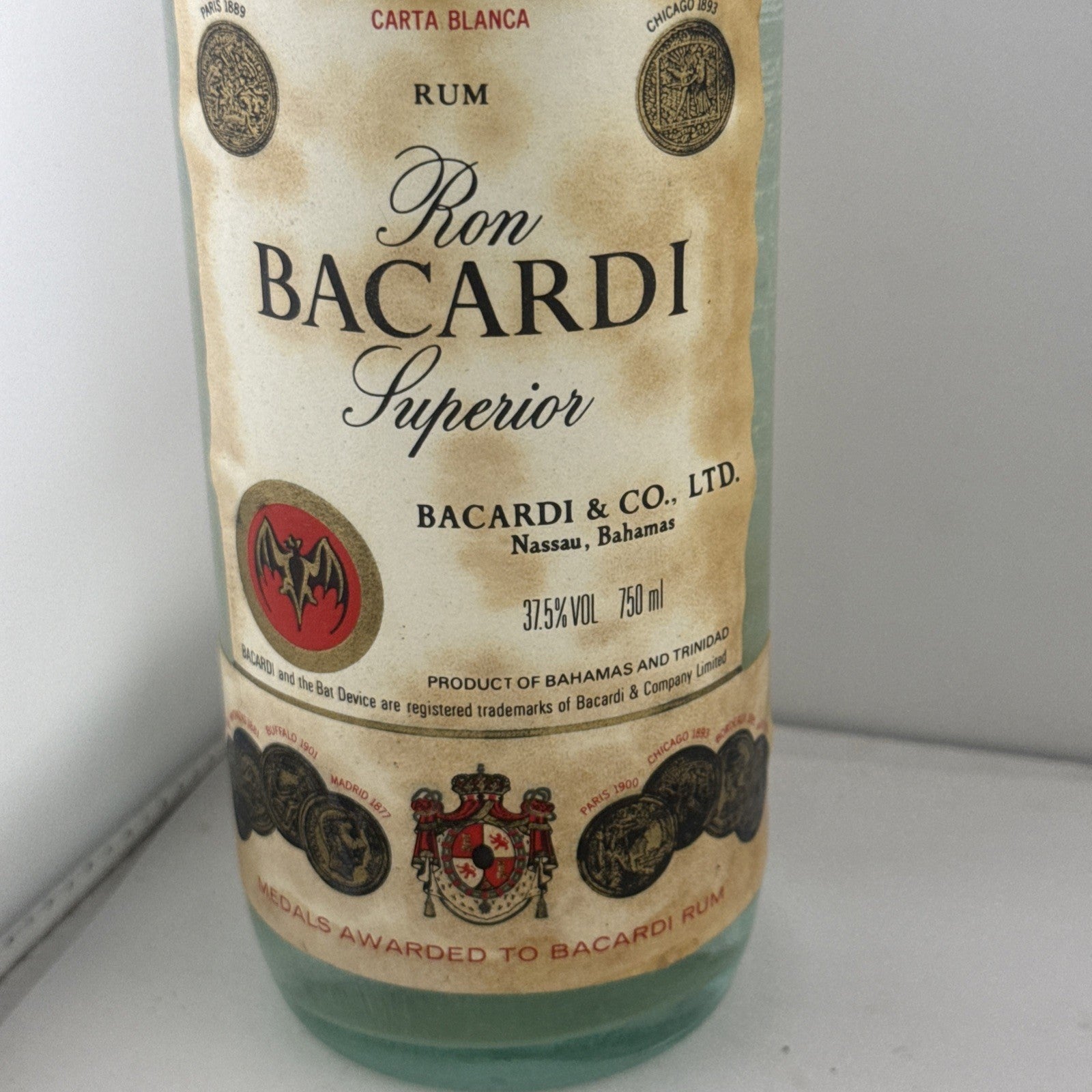 Vintage Bacardi Superior Carta Blanca Light-Dry Rum from the late 1970s Full