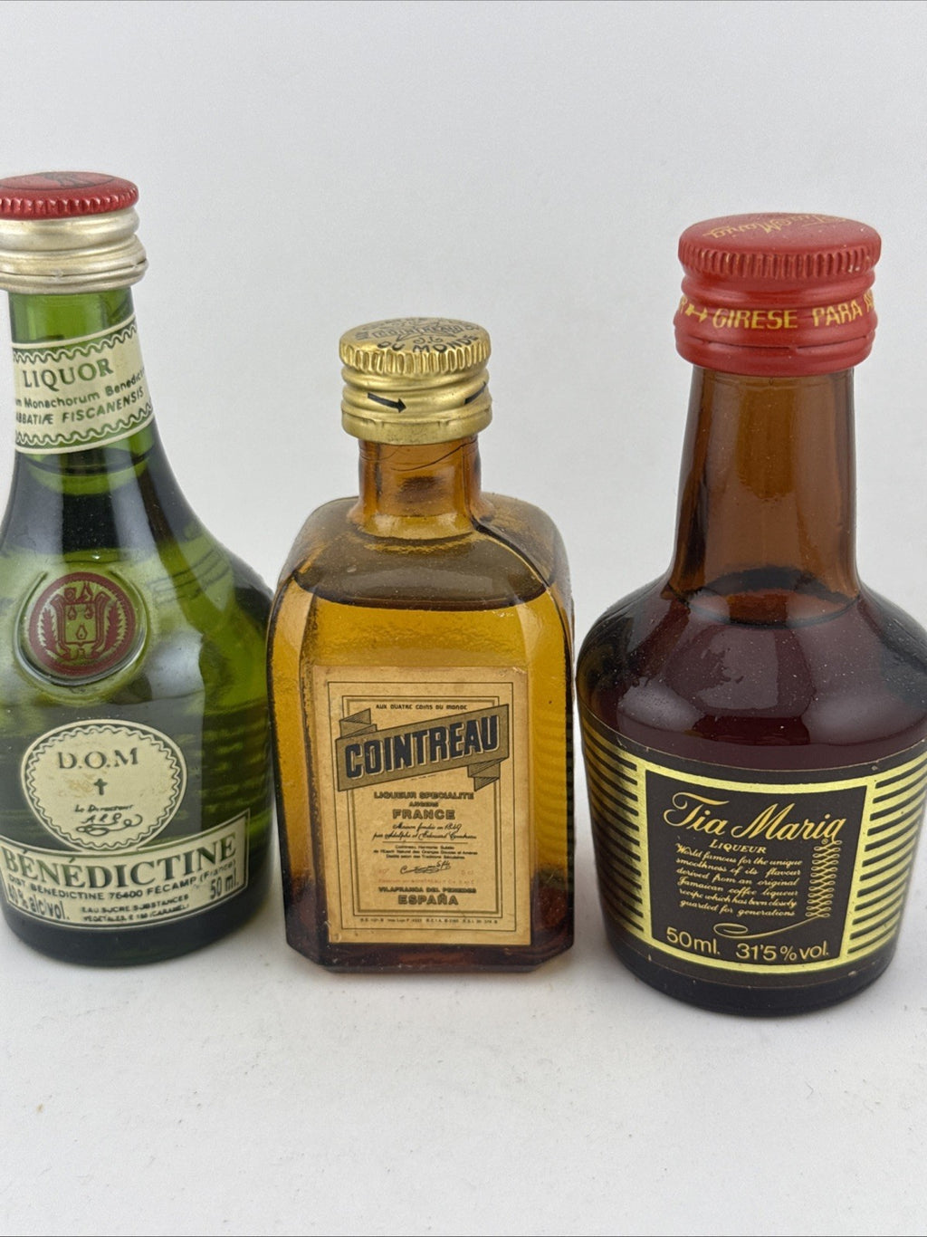 Vintage Liqueur Miniatures Cointreau Benedictine Tia Maria