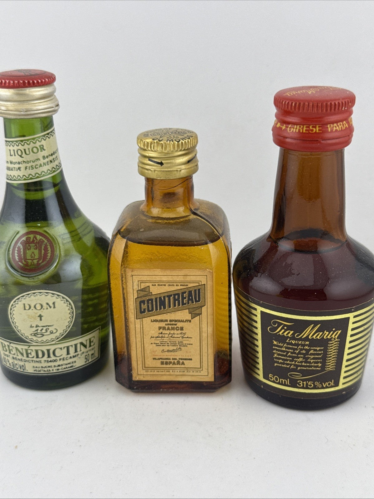 Vintage Liqueur Miniatures Cointreau Benedictine Tia Maria