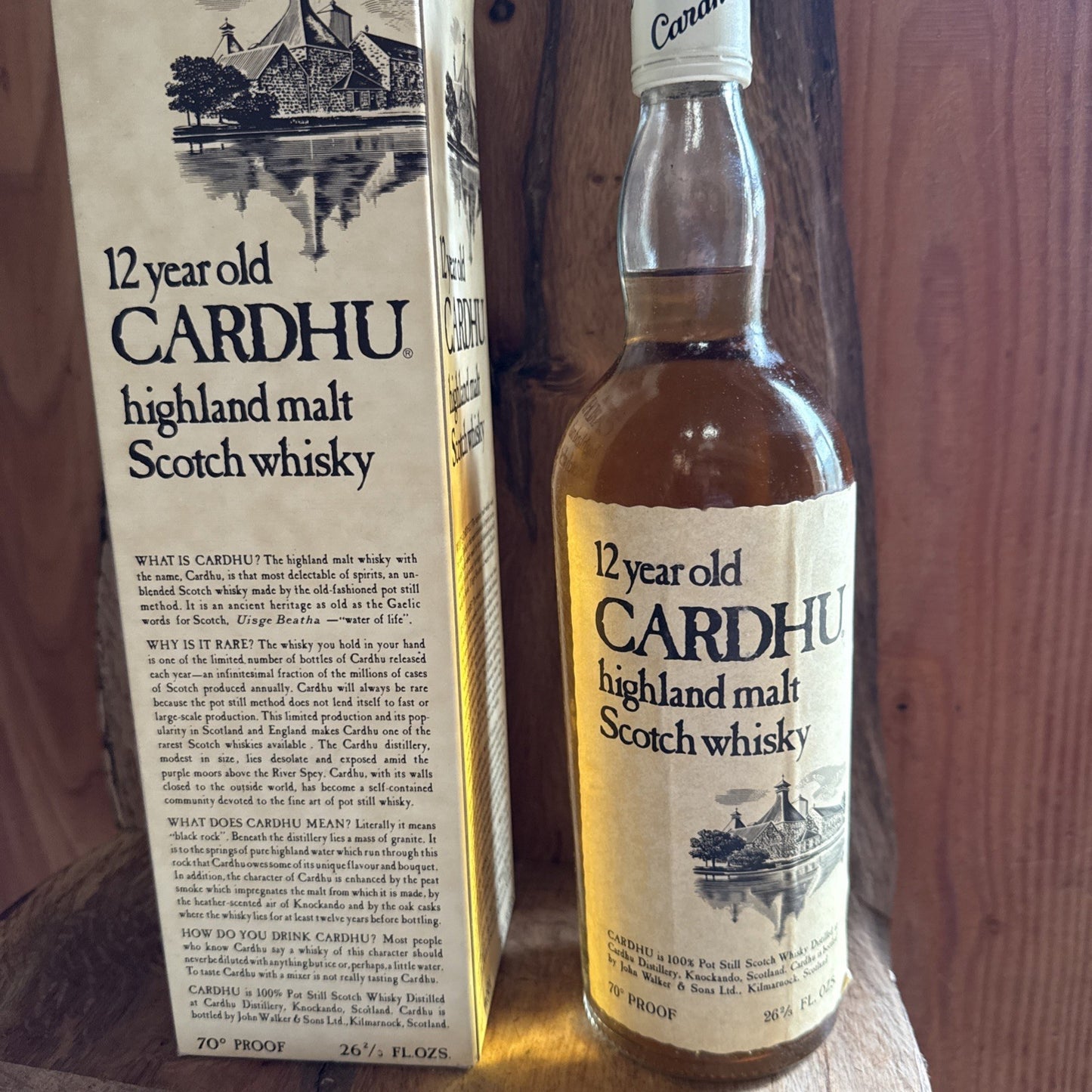 Cardhu 12 year old Highland Malt from 1970s 70% proof 26 2/3 fl oz