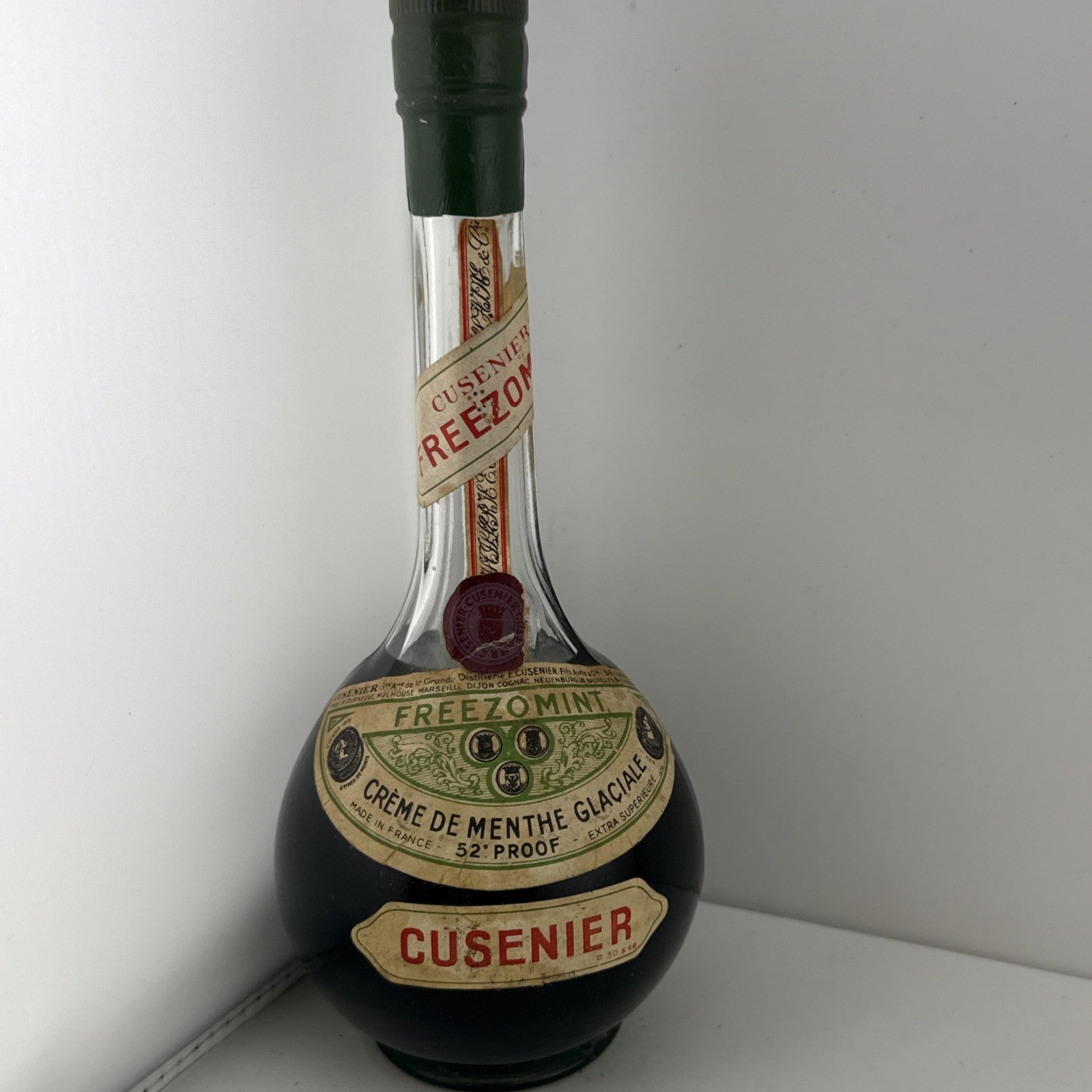 Cusenier Freezomint Creme de Menthe Glaciale 52 Proof Vintage Liqueur