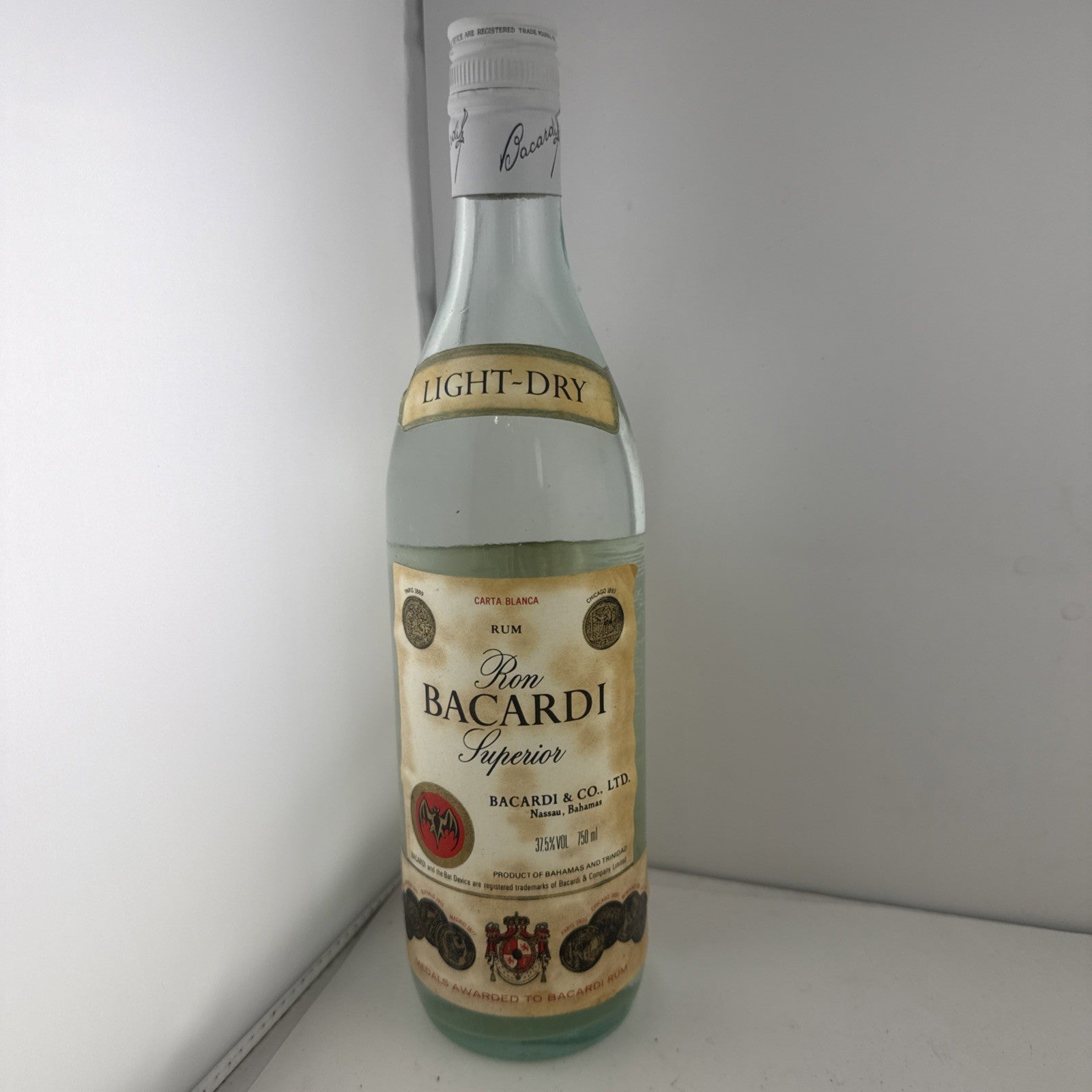 Vintage Bacardi Superior Carta Blanca Light-Dry Rum from the late 1970s Full