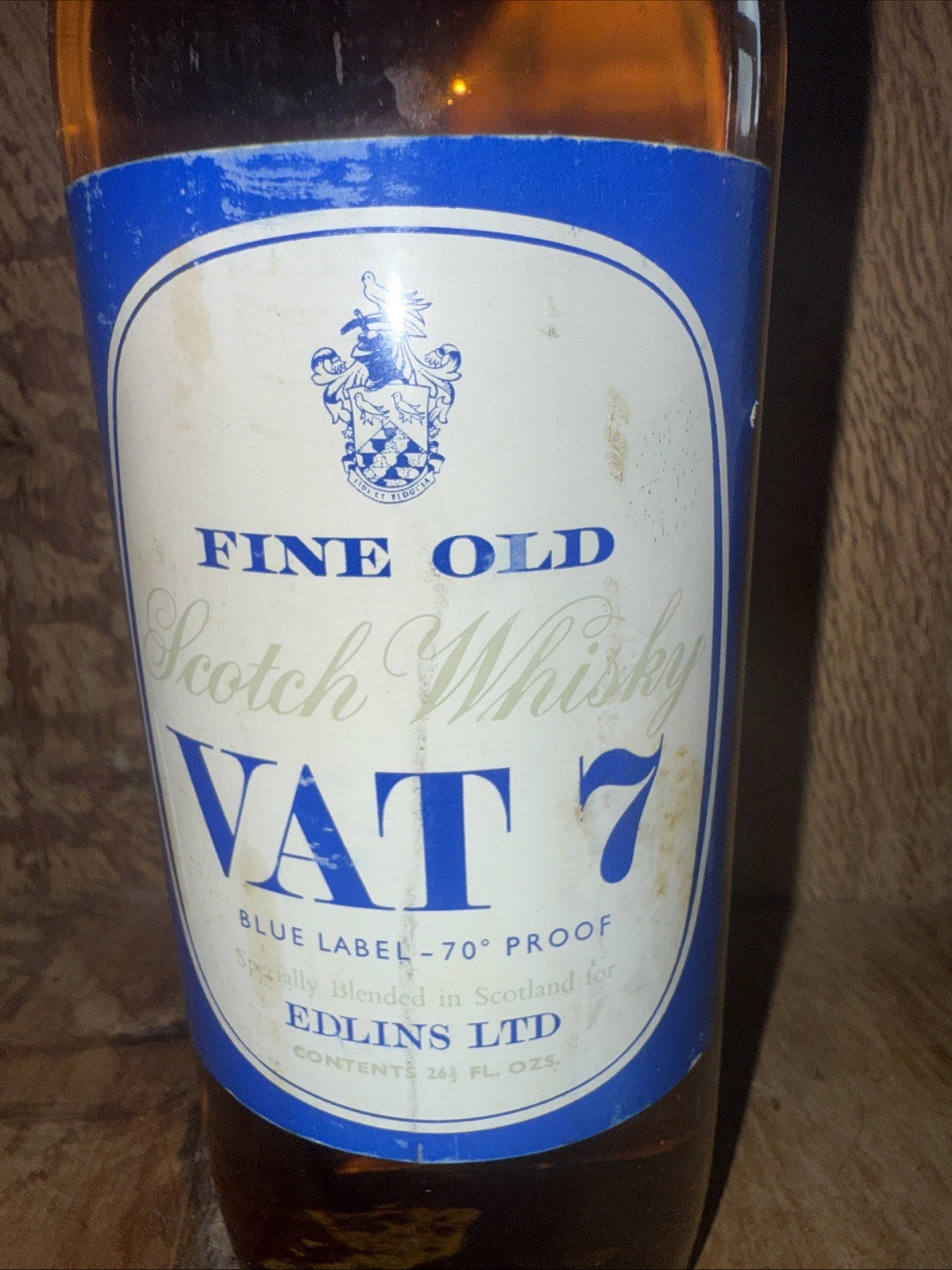 VAT 7 Blended Whisky 1960s  26 2/3 FL OZ And 70% proof vintage matured