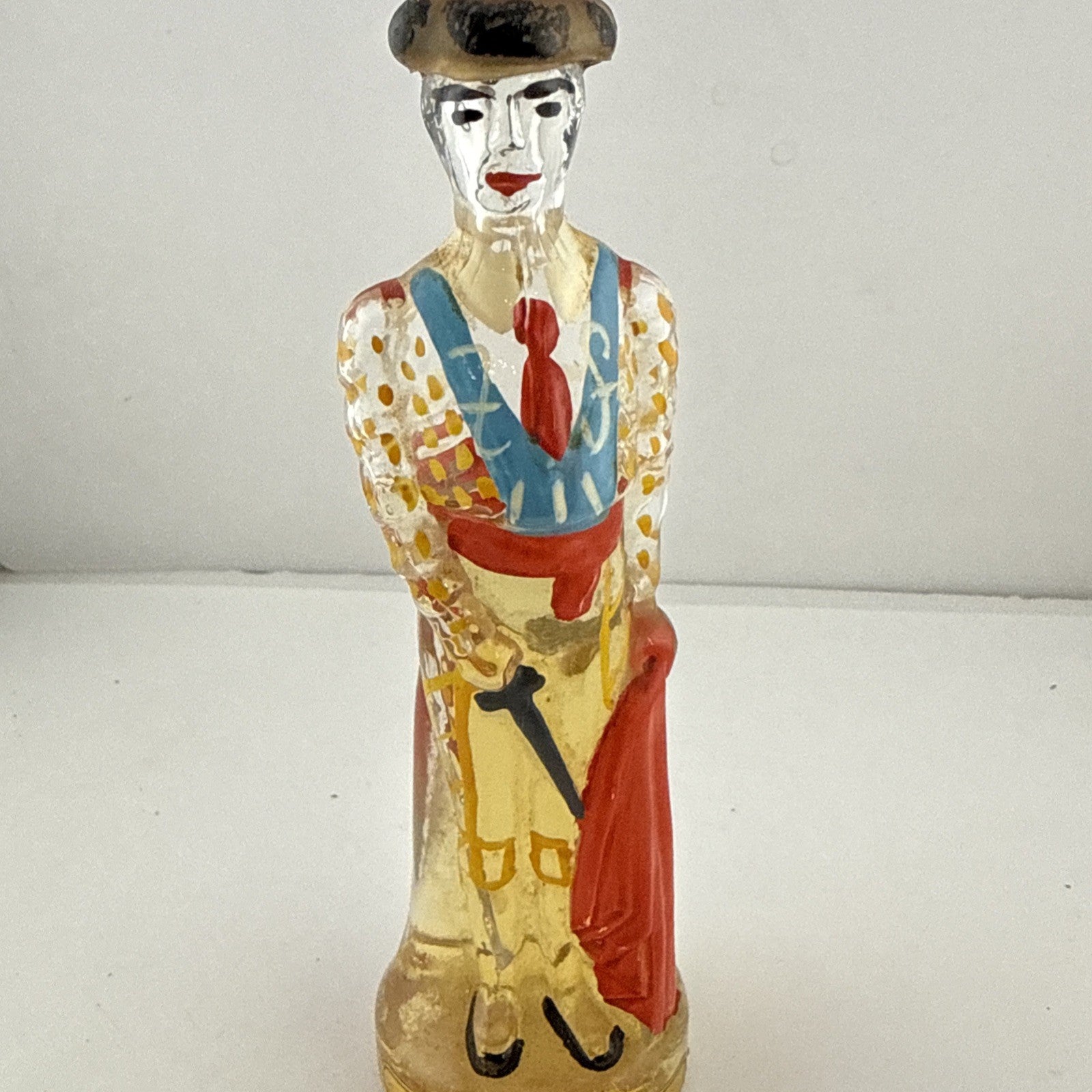 Vintage 1970s Figural Miniature Liqueur Bottle Hand Painted Man 5cl