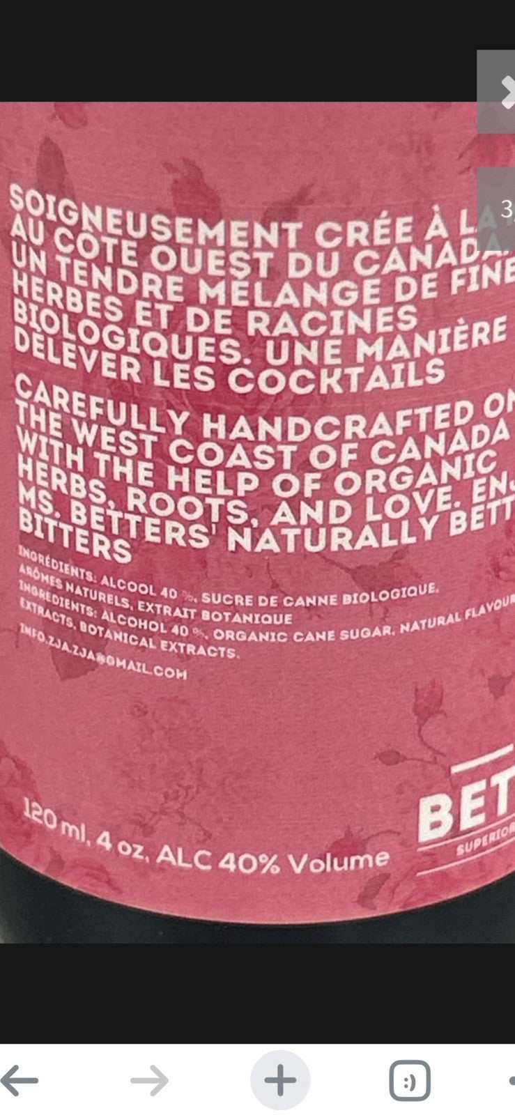 Ms Better's Sumac Kiwi Bitters 120ml 40% ABV Cheapest Anywhere! 1 Bottl