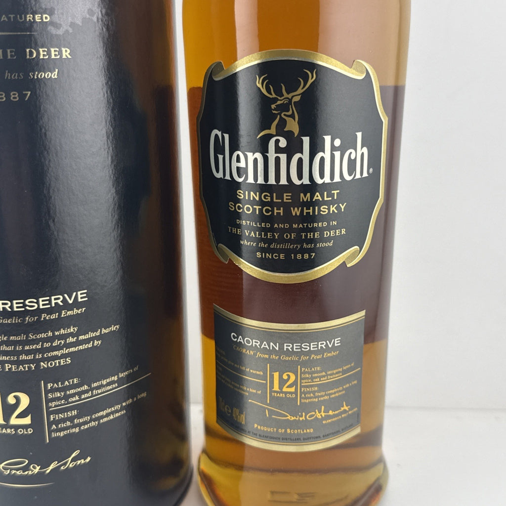 Glenfiddich 12yo Caoran Reserve; peated Highland style, discontinued mid-2000s.