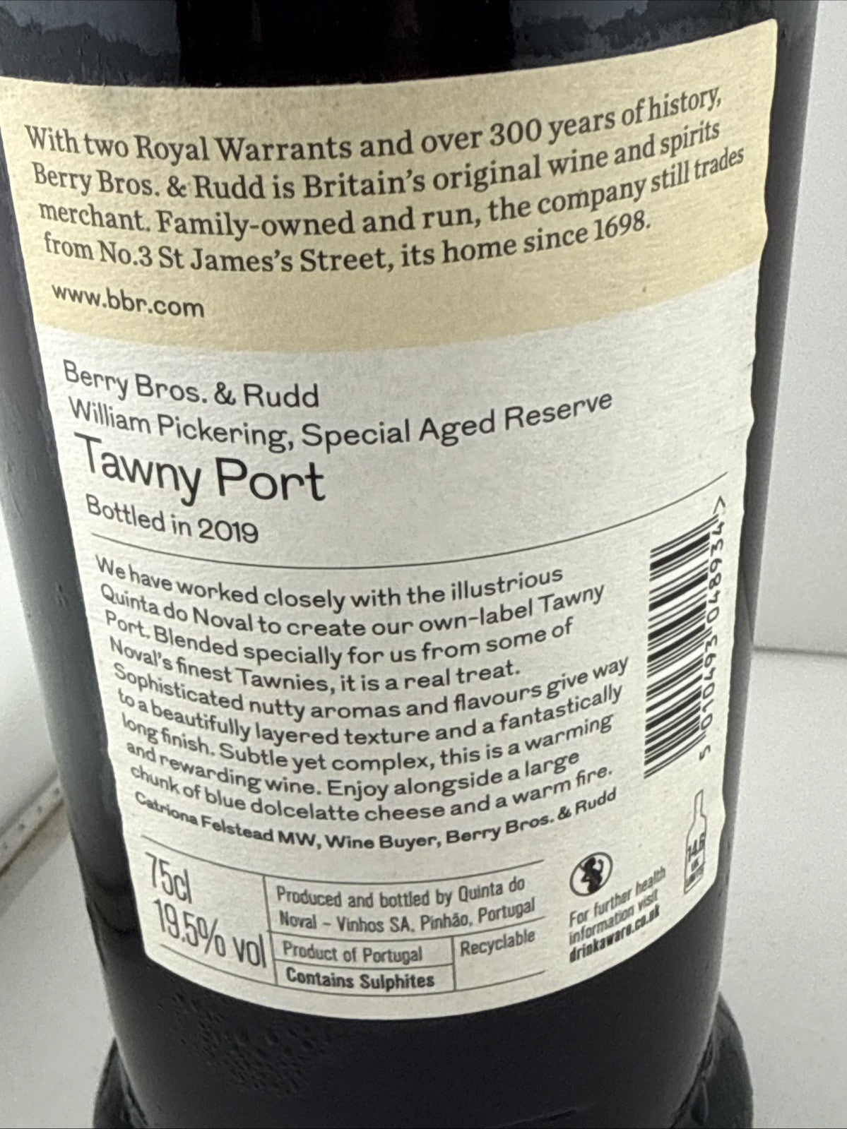 Berry Bros & Rudd William Pickering Tawny Port 75cl Bottled 2019 ( Noval)