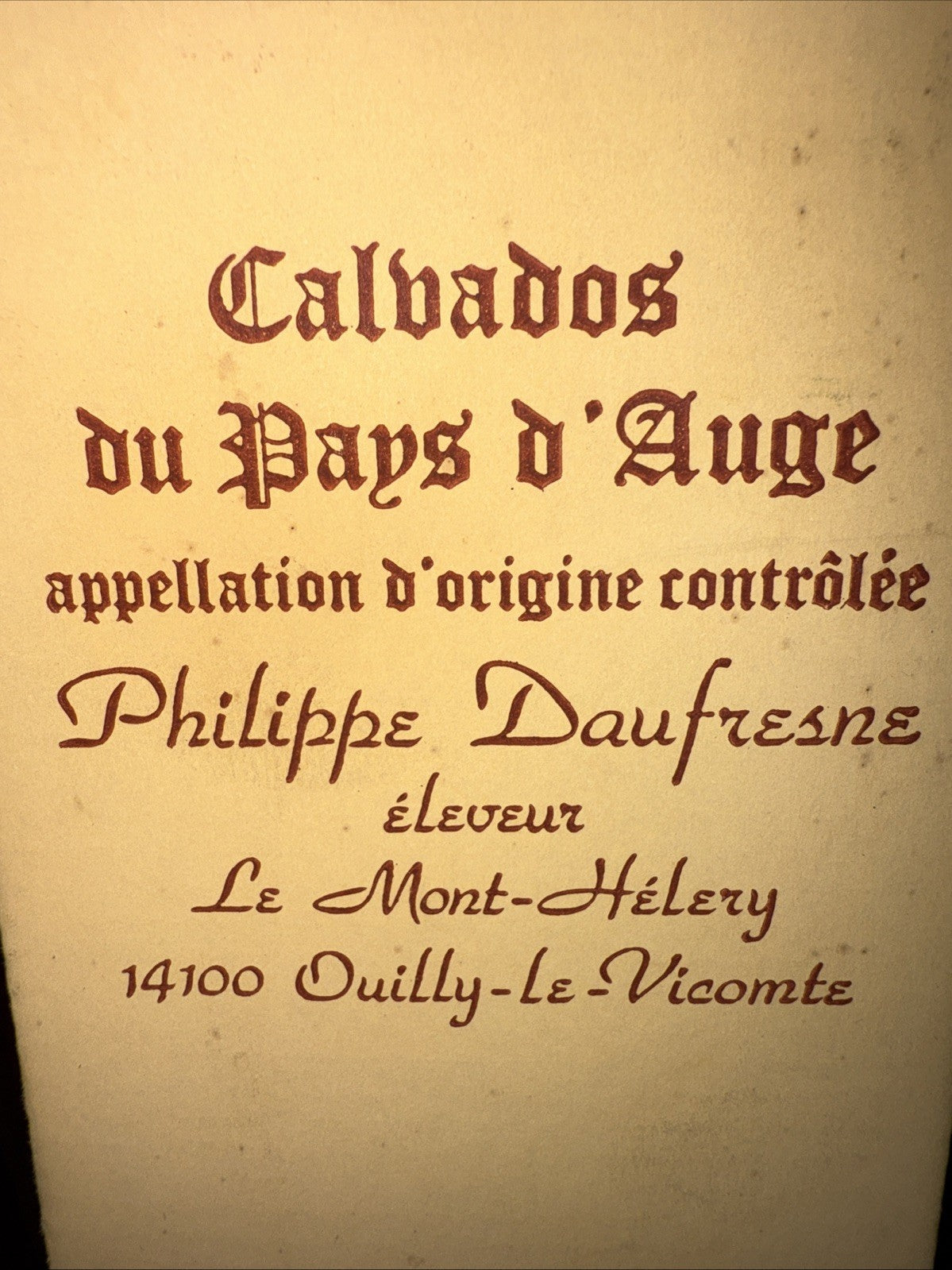 Phillipe Dufresne Calvados Du pays D'auge  Hors D'age