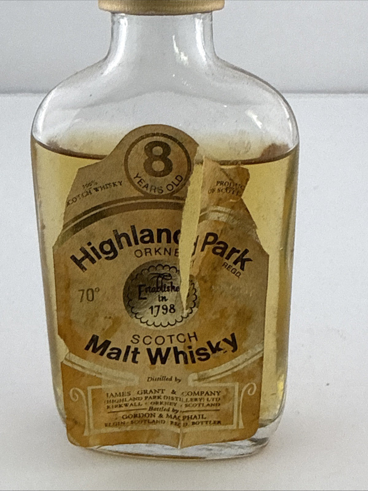 Vintage Highland Park 8 Year Old Miniature Whisky 70 Proof 1970s G&M