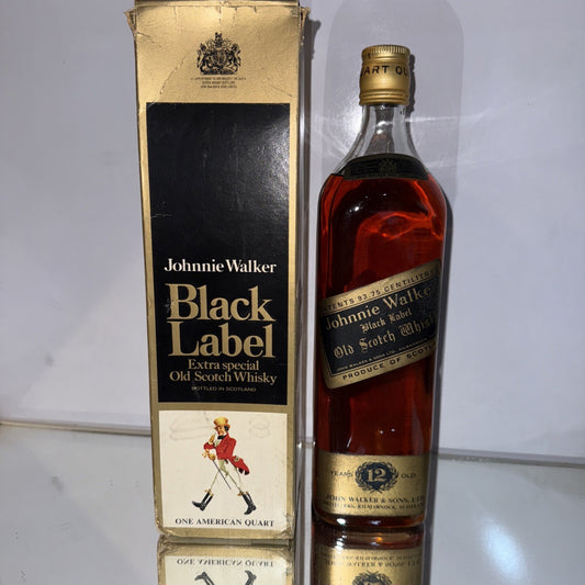 Johnnie Walker Black Label  1970s  Quart Bottle 70% proof vintage mature Boxed
