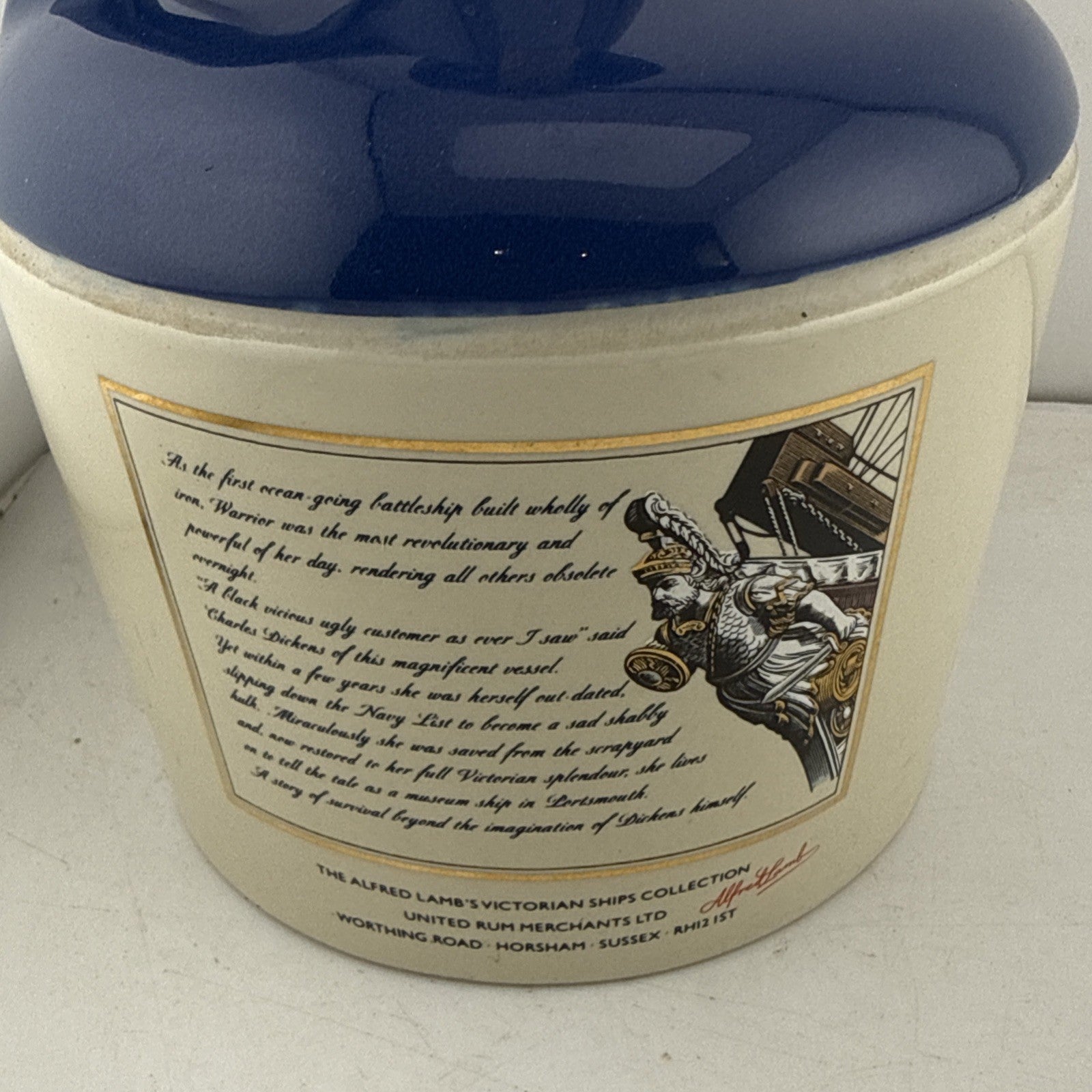 Lamb’s Navy Rum HMS Warrior Victorian Ships Ceramic Decanter Full 40%
