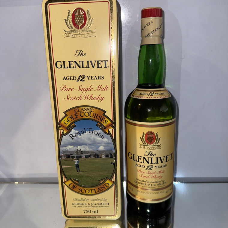 Glenlivet 12 Year Old Highland Malt Whisky 750 Ml Dated 1988 Royal Troon Boxed