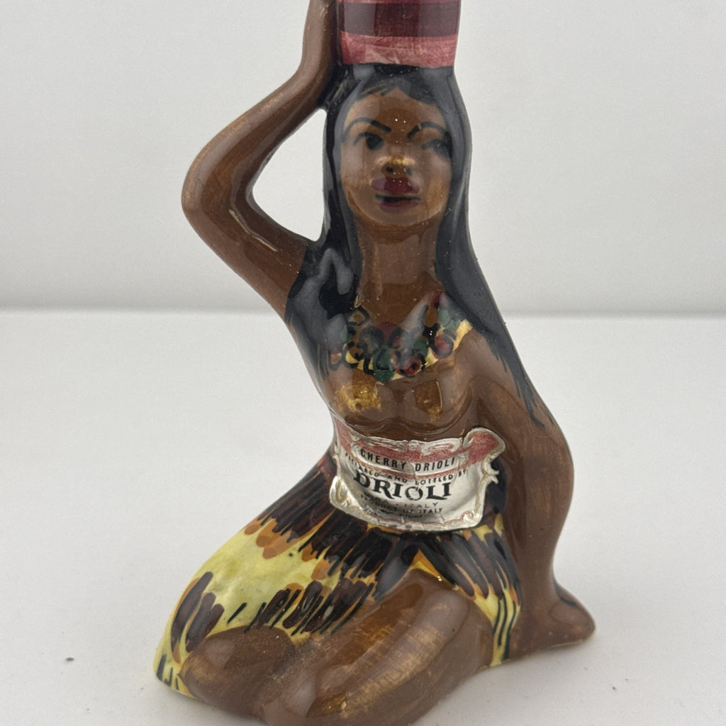 Vintage 1960s Italian Cherry Orioli Hula Girl Figural Decanter Bottle