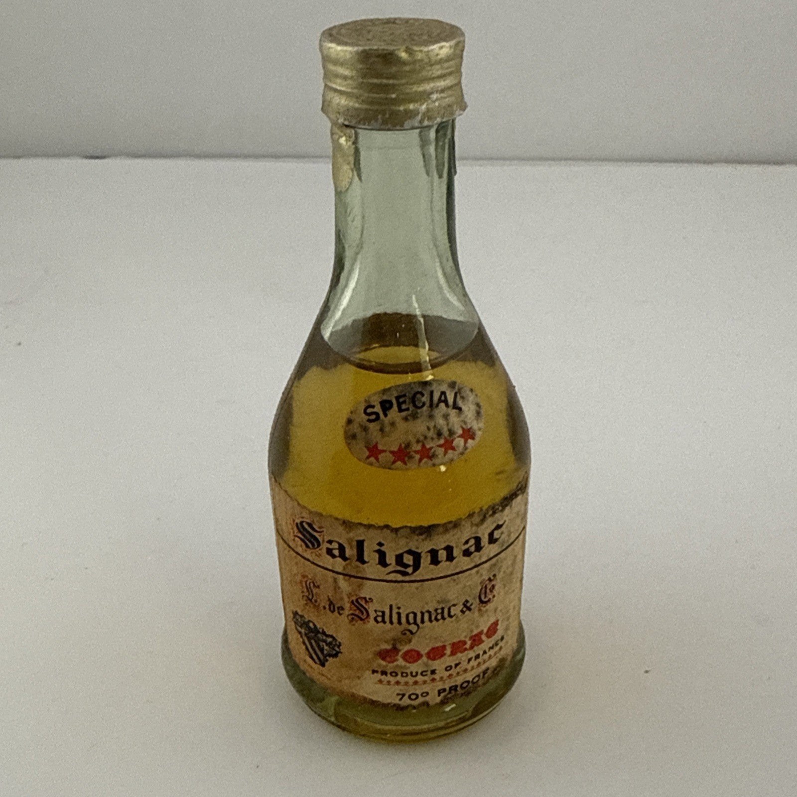 Vintage Salignac Cognac Miniature 5 Star Special 1950s 70 Proof France