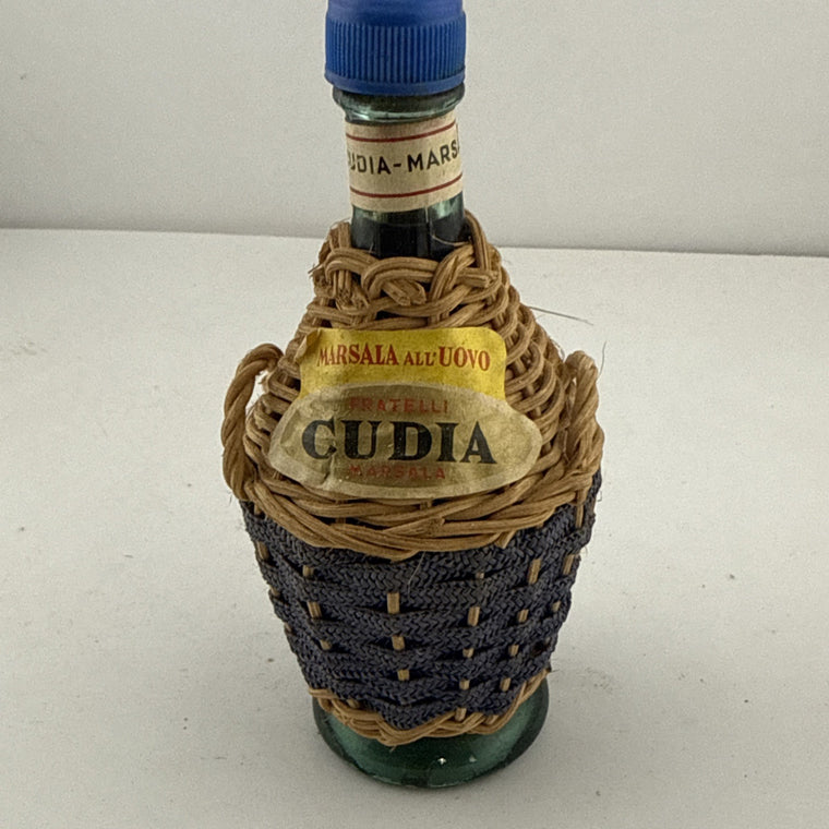 Vintage Fratelli Cudia Marsala all’Uovo Miniature Wicker Bottle