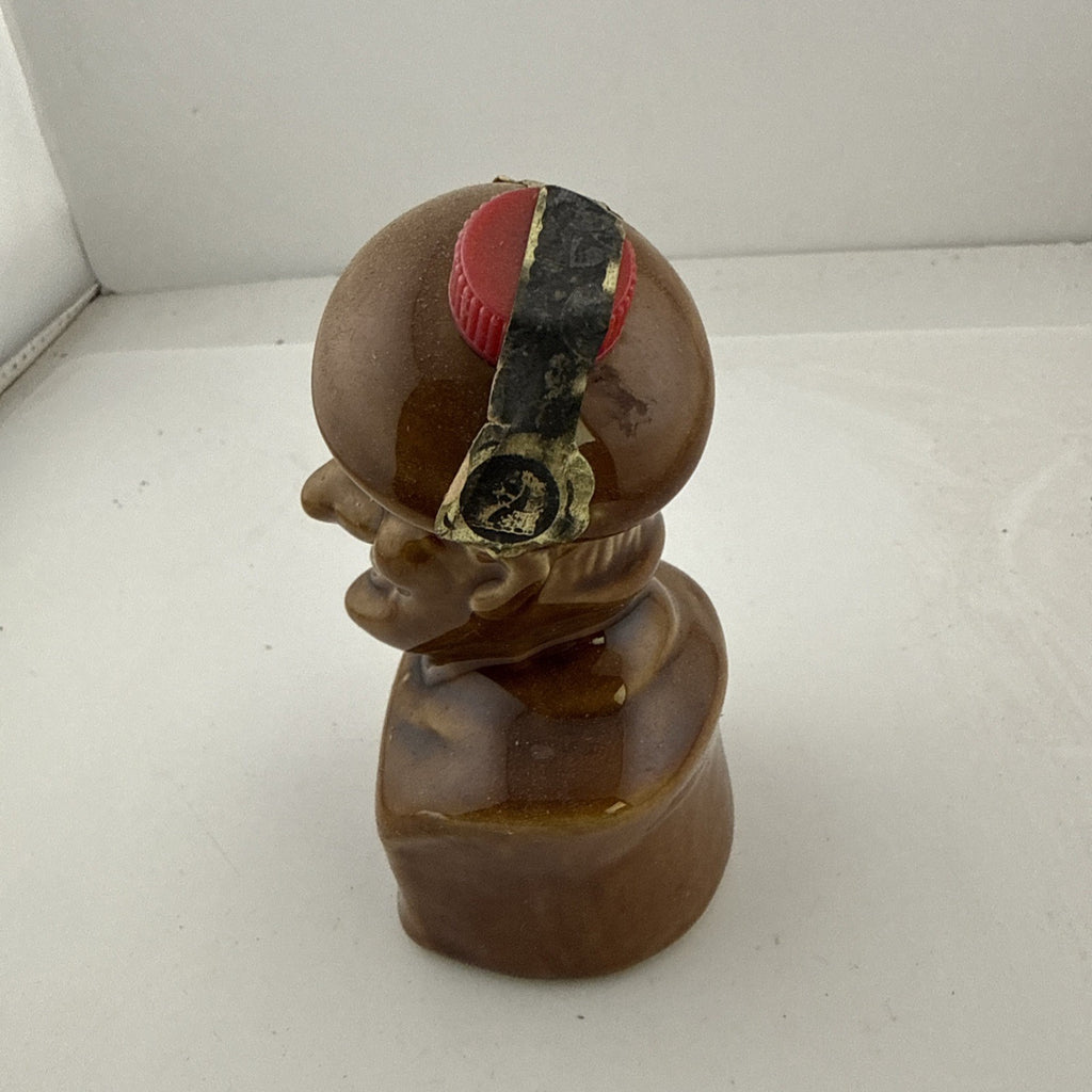 Vintage Miniature Whisky Novelty Character Head Decanter Ceramic Bottle Full