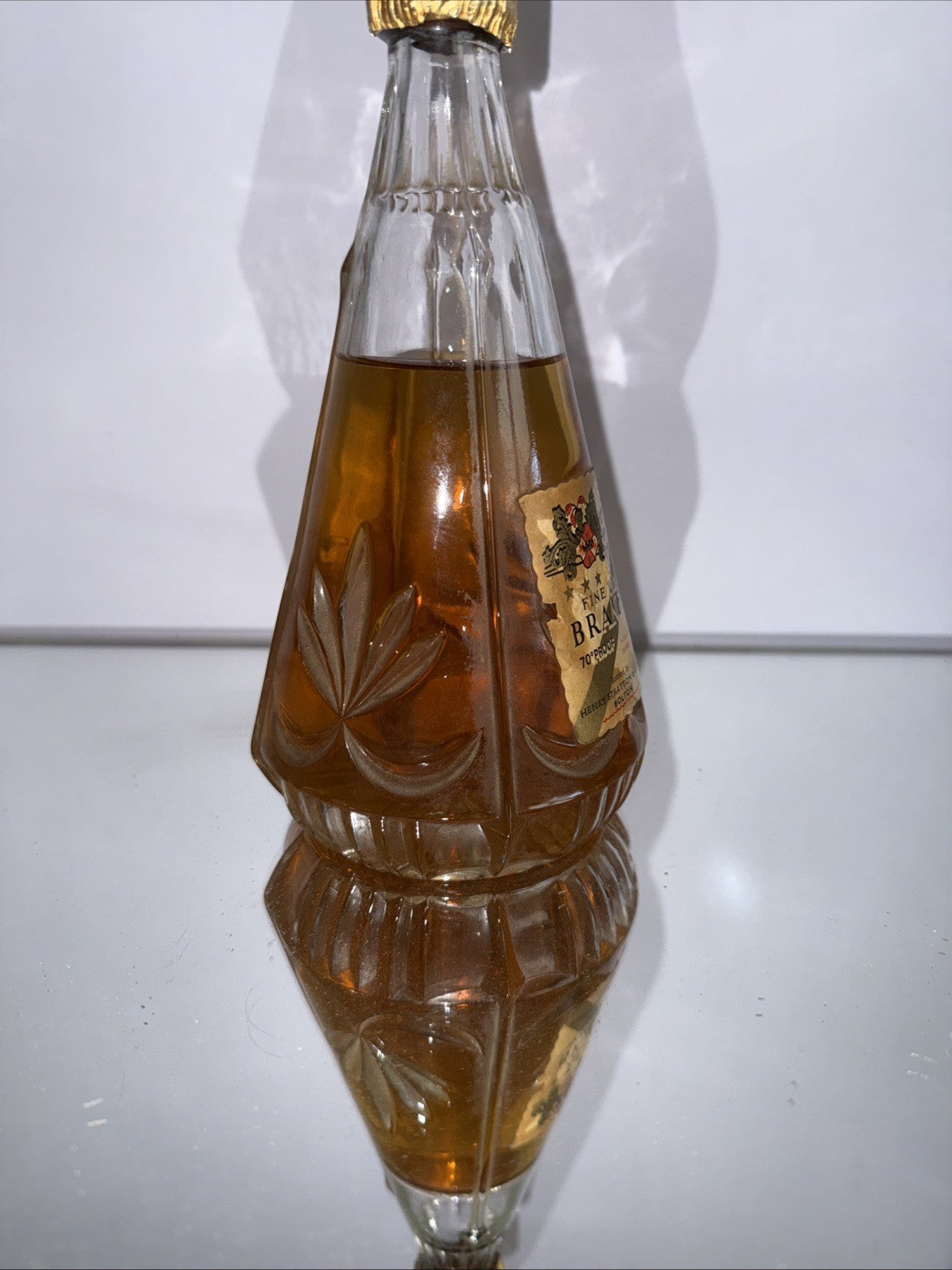 Fine Old Brandy From Henry Stratton & Co Ltd Cut Glass Decanter 1970s Bottle