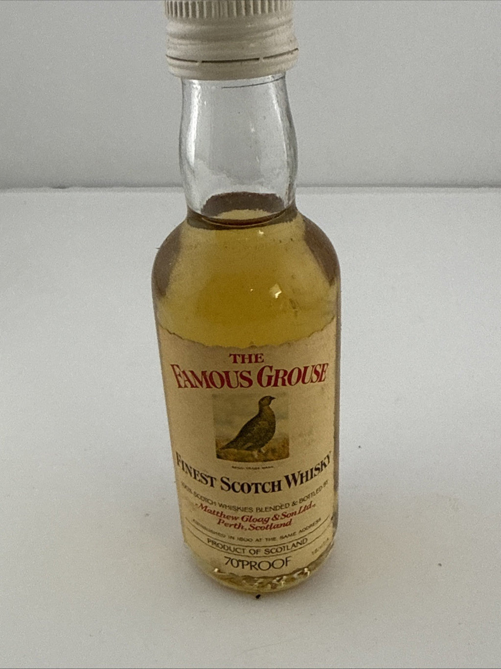 Vintage Famous Grouse Whisky Miniature 70 Proof 1970s Scotland