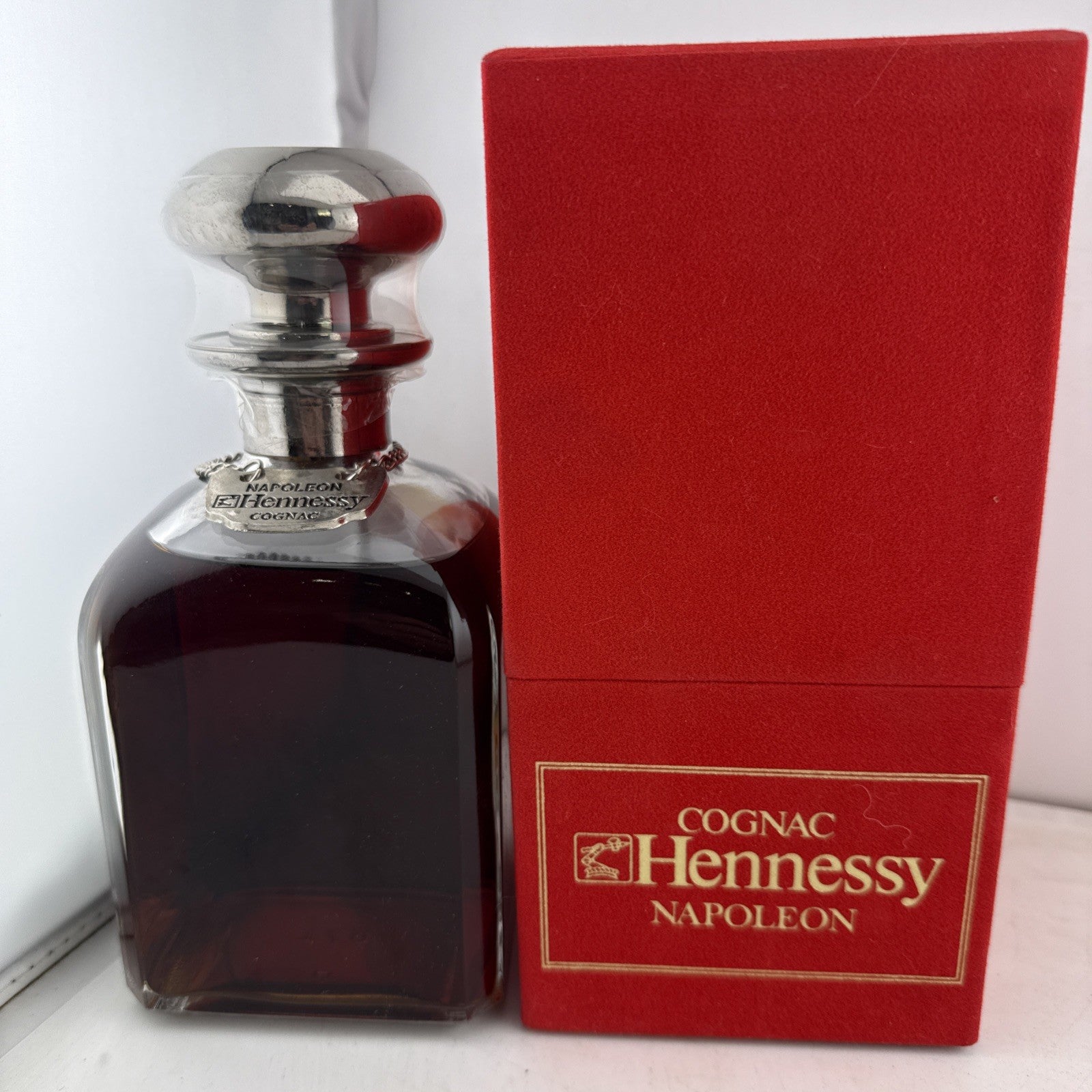 Hennessy Napoleon Cognac Silver Top Library Decanter 1980s Boxed