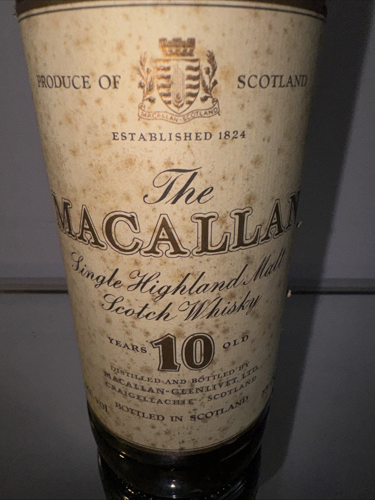 The Macallan 10 year  Single Highland Malt Whiskey (1980s)